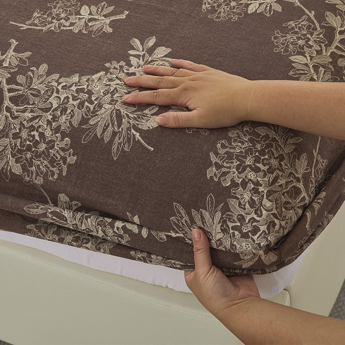 91家纺网 家纺一手货源 找家纺 卢赛尔 2025新款高克重皱皱复古原麻单床笠床笠三件套 疏影