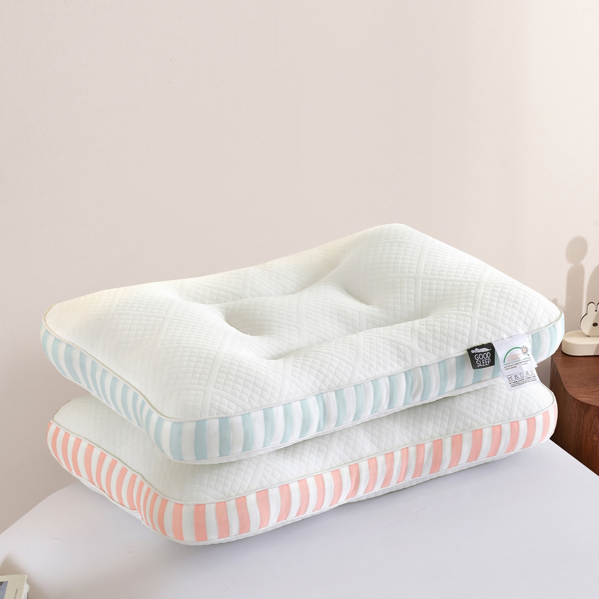 91家纺网 家纺一手货源 找家纺 佳梦达 2025新款针织棉羽丝棉枕枕头枕芯 粉色