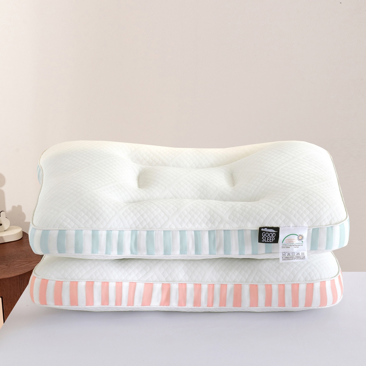 91家纺网 家纺一手货源 找家纺 佳梦达 2025新款针织棉羽丝棉枕枕头枕芯 粉色