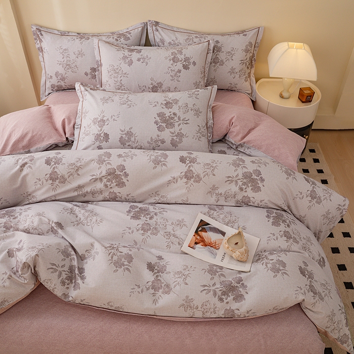 91家纺网 家纺一手货源 找家纺 博弈家纺 2025新款100%加厚全棉纯棉四件套喷气磨毛四件套-礼盒装 和风雅颂