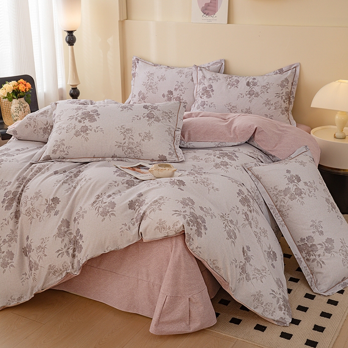 91家纺网 家纺一手货源 找家纺 博弈家纺 2025新款100%加厚全棉纯棉四件套喷气磨毛四件套-礼盒装 和风雅颂