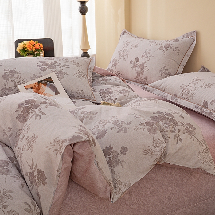 91家纺网 家纺一手货源 找家纺 博弈家纺 2025新款100%加厚全棉纯棉四件套喷气磨毛四件套-礼盒装 和风雅颂