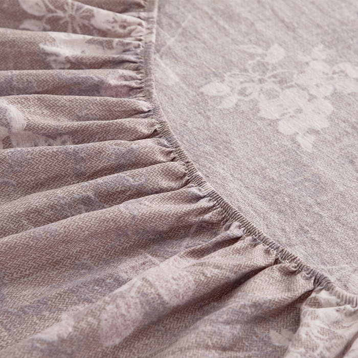 91家纺网 家纺一手货源 找家纺 卢赛尔 2025新款高克重皱皱复古原麻单床笠床笠三件套 紫苏槿