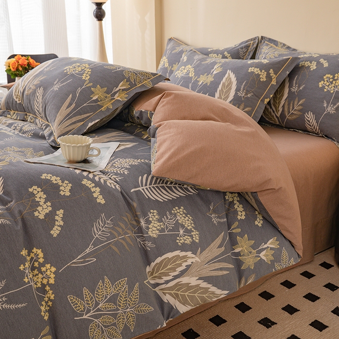 91家纺网 家纺一手货源 找家纺 博弈家纺 2025新款100%加厚全棉纯棉四件套喷气磨毛四件套-礼盒装 花枝漫漫