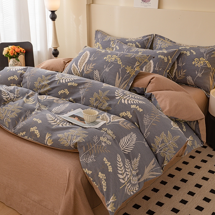 91家纺网 家纺一手货源 找家纺 博弈家纺 2025新款100%加厚全棉纯棉四件套喷气磨毛四件套-礼盒装 花枝漫漫