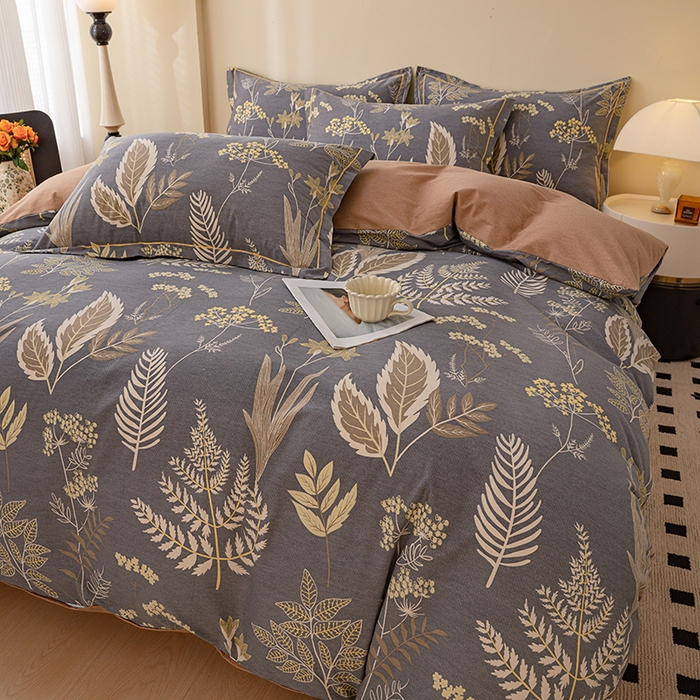 91家纺网 家纺一手货源 找家纺 博弈家纺 2025新款100%加厚全棉纯棉四件套喷气磨毛四件套-礼盒装 花枝漫漫