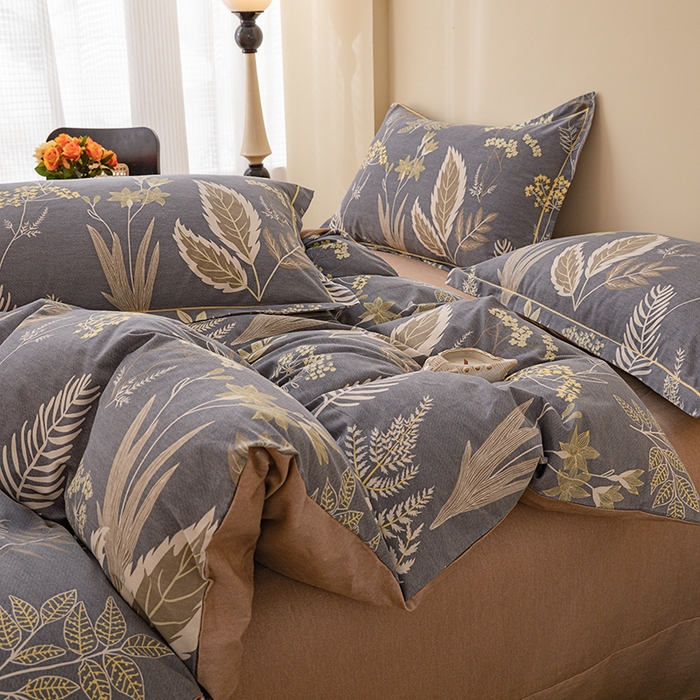 91家纺网 家纺一手货源 找家纺 博弈家纺 2025新款100%加厚全棉纯棉四件套喷气磨毛四件套-礼盒装 花枝漫漫