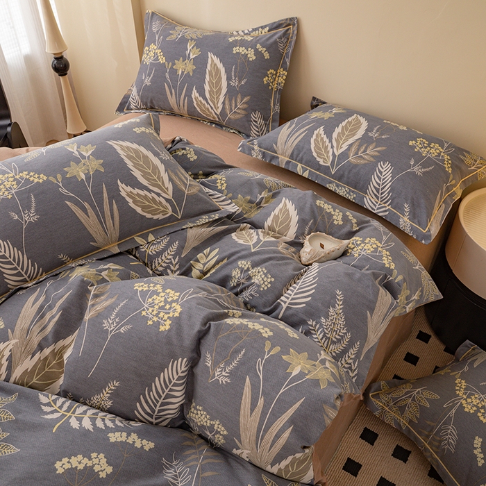 91家纺网 家纺一手货源 找家纺 博弈家纺 2025新款100%加厚全棉纯棉四件套喷气磨毛四件套-礼盒装 花枝漫漫