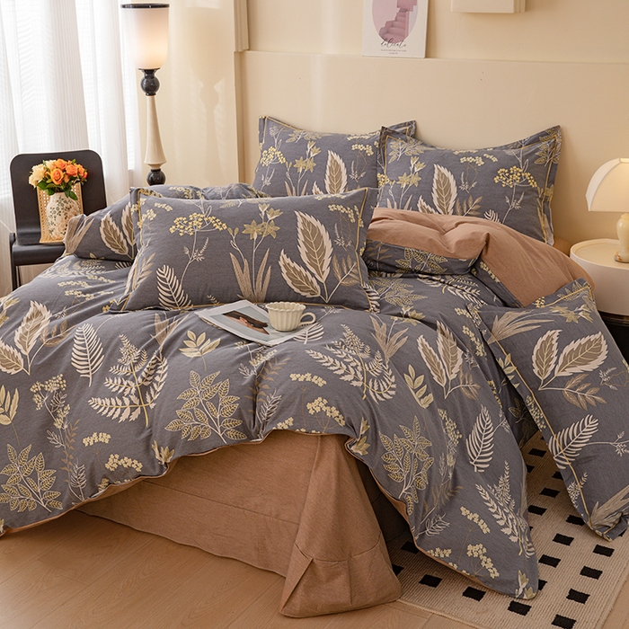 91家纺网 家纺一手货源 找家纺 博弈家纺 2025新款100%加厚全棉纯棉四件套喷气磨毛四件套-礼盒装 花枝漫漫