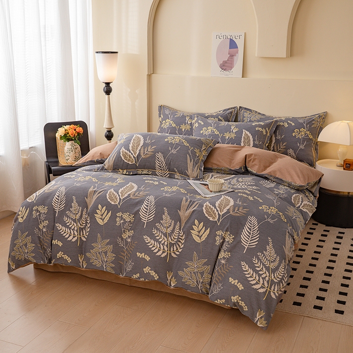 91家纺网 家纺一手货源 找家纺 博弈家纺 2025新款100%加厚全棉纯棉四件套喷气磨毛四件套-礼盒装 花枝漫漫