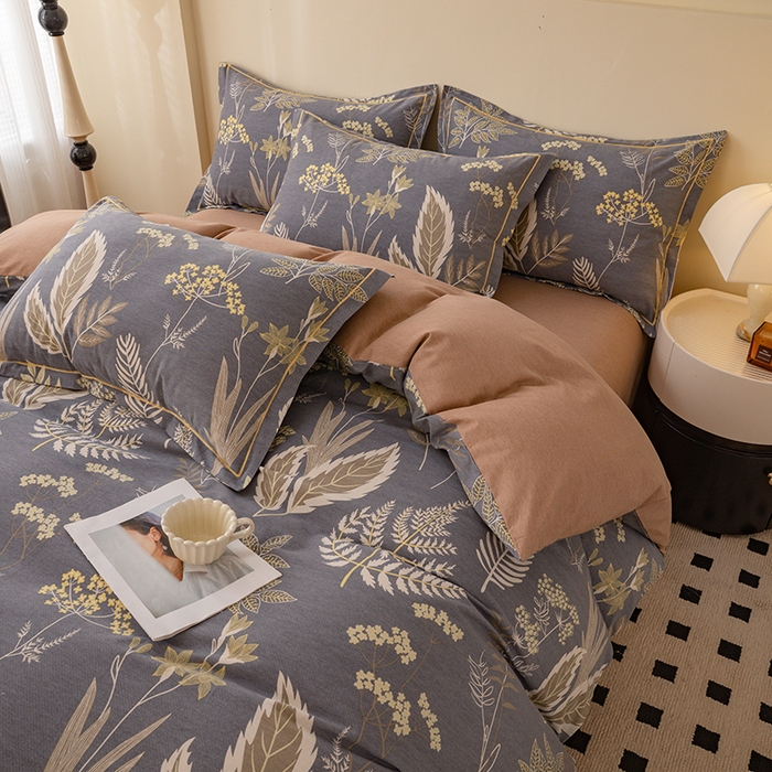 91家纺网 家纺一手货源 找家纺 博弈家纺 2025新款100%加厚全棉纯棉四件套喷气磨毛四件套-礼盒装 花枝漫漫