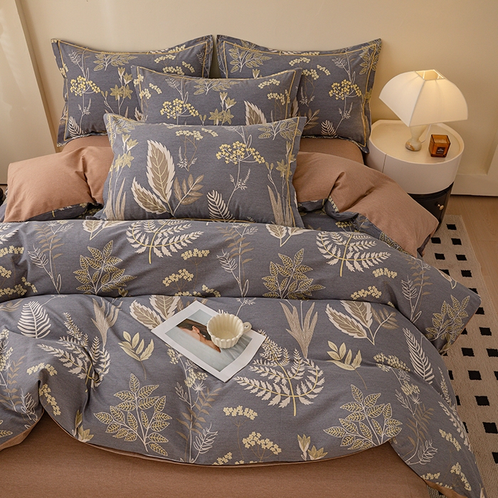 91家纺网 家纺一手货源 找家纺 博弈家纺 2025新款100%加厚全棉纯棉四件套喷气磨毛四件套-礼盒装 花枝漫漫