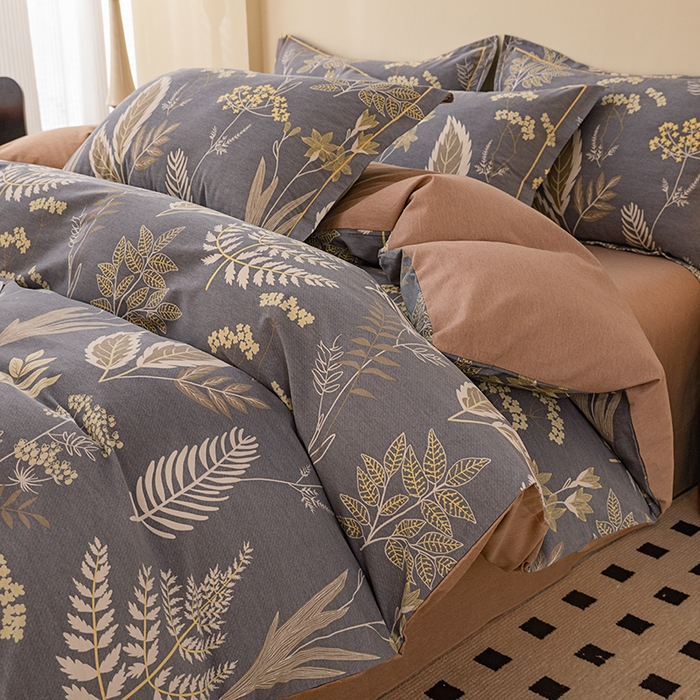 91家纺网 家纺一手货源 找家纺 博弈家纺 2025新款100%加厚全棉纯棉四件套喷气磨毛四件套-礼盒装 花枝漫漫