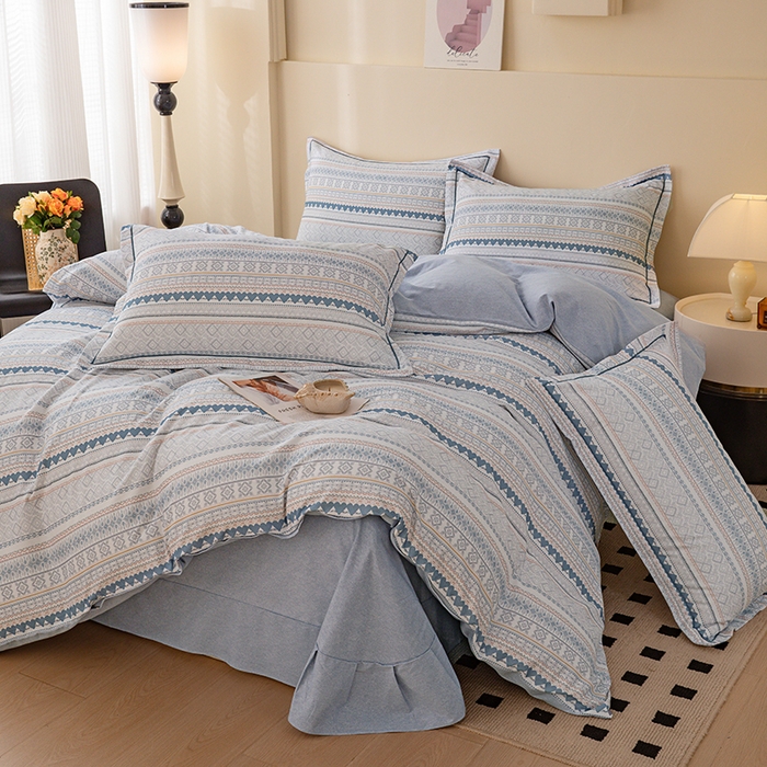 91家纺网 家纺一手货源 找家纺 博弈家纺 2025新款100%加厚全棉纯棉四件套喷气磨毛四件套-礼盒装 芊芊之恋