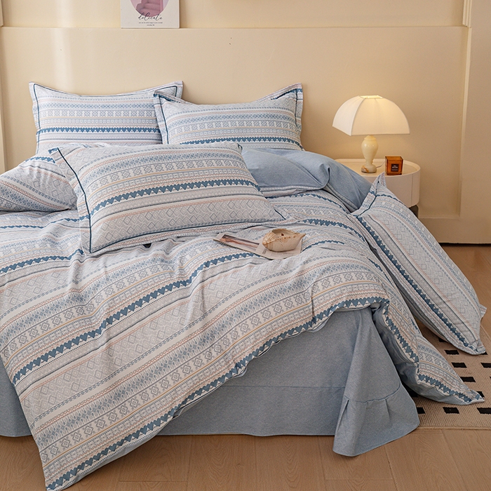 91家纺网 家纺一手货源 找家纺 博弈家纺 2025新款100%加厚全棉纯棉四件套喷气磨毛四件套-礼盒装 芊芊之恋