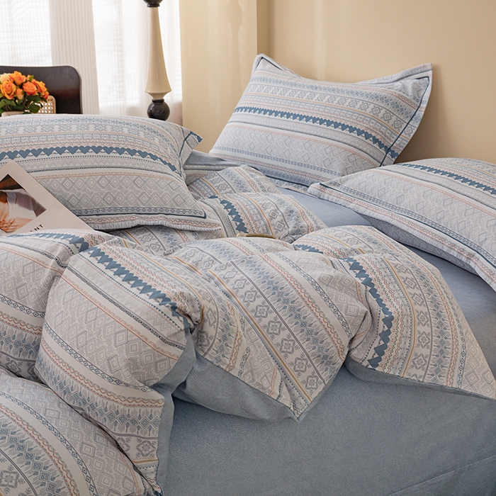 91家纺网 家纺一手货源 找家纺 博弈家纺 2025新款100%加厚全棉纯棉四件套喷气磨毛四件套-礼盒装 芊芊之恋