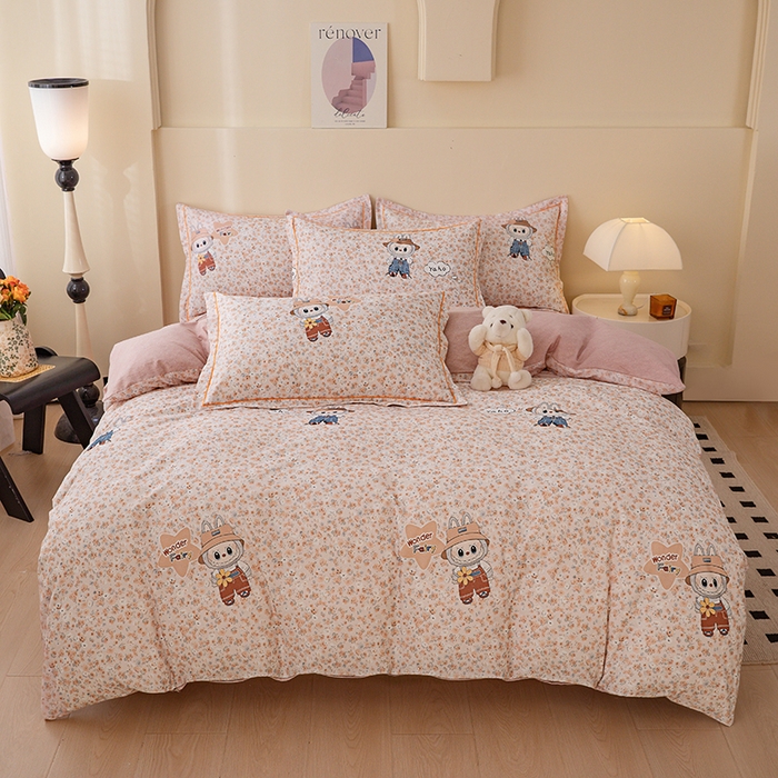 博弈家纺 2025新款100%加厚全棉纯棉四件套喷气磨毛四件套-礼盒装 时尚布偶