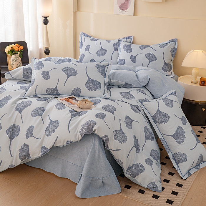 91家纺网 家纺一手货源 找家纺 博弈家纺 2025新款100%加厚全棉纯棉四件套喷气磨毛四件套-礼盒装 银杏飘香