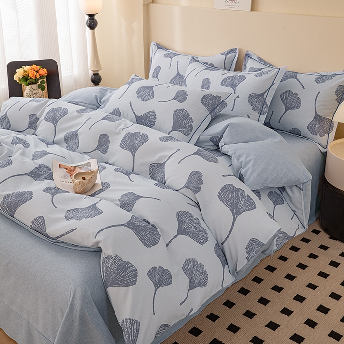 91家纺网 家纺一手货源 找家纺 博弈家纺 2025新款100%加厚全棉纯棉四件套喷气磨毛四件套-礼盒装 银杏飘香