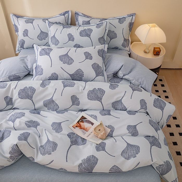 91家纺网 家纺一手货源 找家纺 博弈家纺 2025新款100%加厚全棉纯棉四件套喷气磨毛四件套-礼盒装 银杏飘香