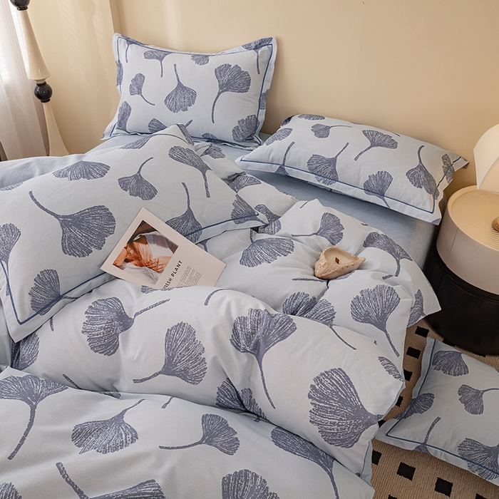 91家纺网 家纺一手货源 找家纺 博弈家纺 2025新款100%加厚全棉纯棉四件套喷气磨毛四件套-礼盒装 银杏飘香