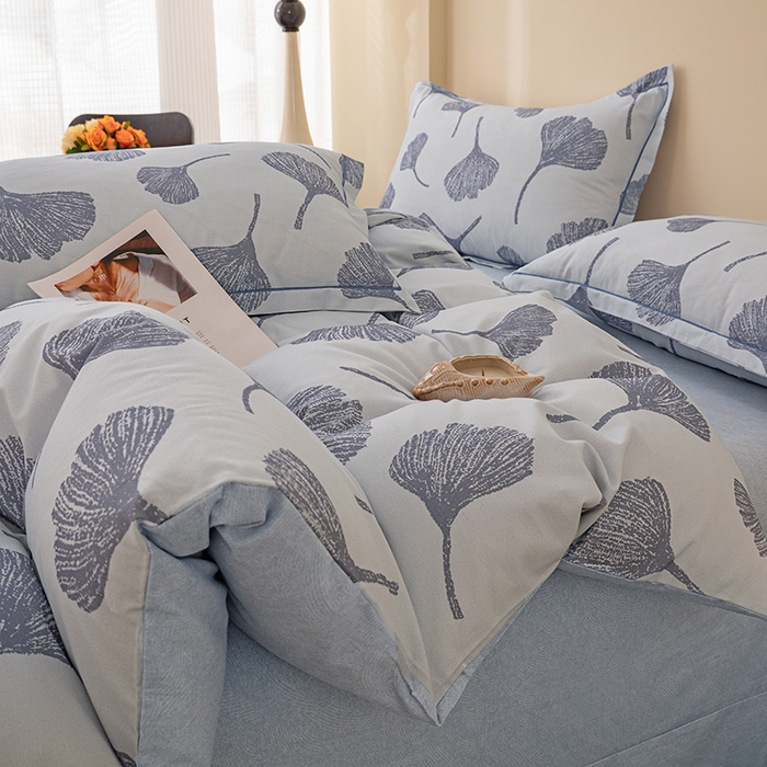 91家纺网 家纺一手货源 找家纺 博弈家纺 2025新款100%加厚全棉纯棉四件套喷气磨毛四件套-礼盒装 银杏飘香