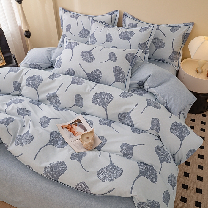 91家纺网 家纺一手货源 找家纺 博弈家纺 2025新款100%加厚全棉纯棉四件套喷气磨毛四件套-礼盒装 银杏飘香