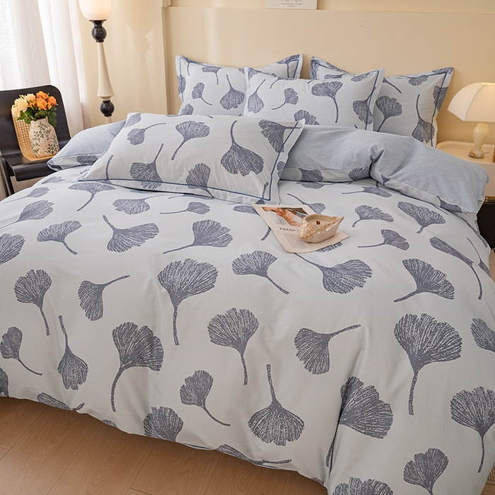 91家纺网 家纺一手货源 找家纺 博弈家纺 2025新款100%加厚全棉纯棉四件套喷气磨毛四件套-礼盒装 银杏飘香