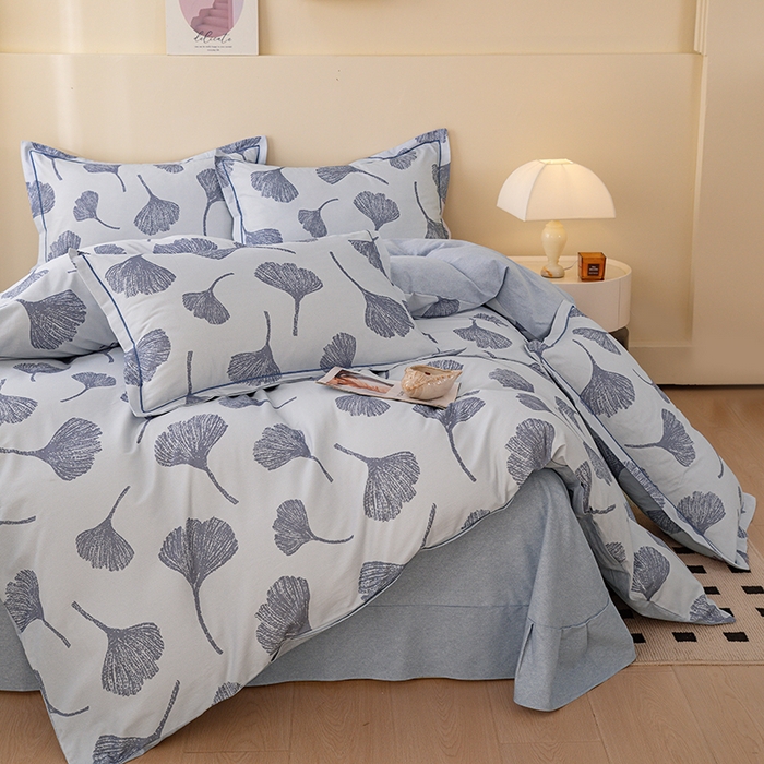 91家纺网 家纺一手货源 找家纺 博弈家纺 2025新款100%加厚全棉纯棉四件套喷气磨毛四件套-礼盒装 银杏飘香