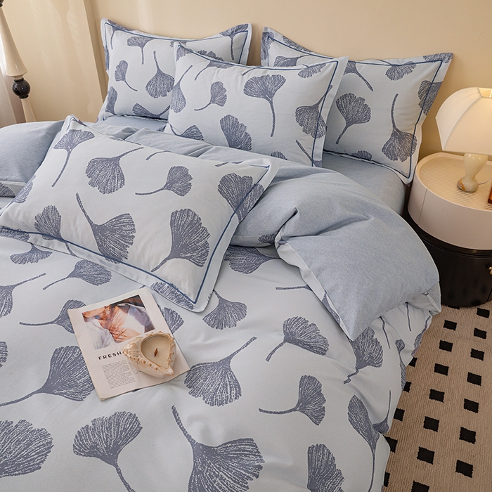 91家纺网 家纺一手货源 找家纺 博弈家纺 2025新款100%加厚全棉纯棉四件套喷气磨毛四件套-礼盒装 银杏飘香