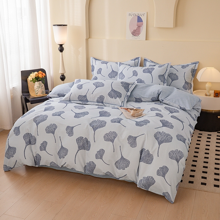 91家纺网 家纺一手货源 找家纺 博弈家纺 2025新款100%加厚全棉纯棉四件套喷气磨毛四件套-礼盒装 银杏飘香