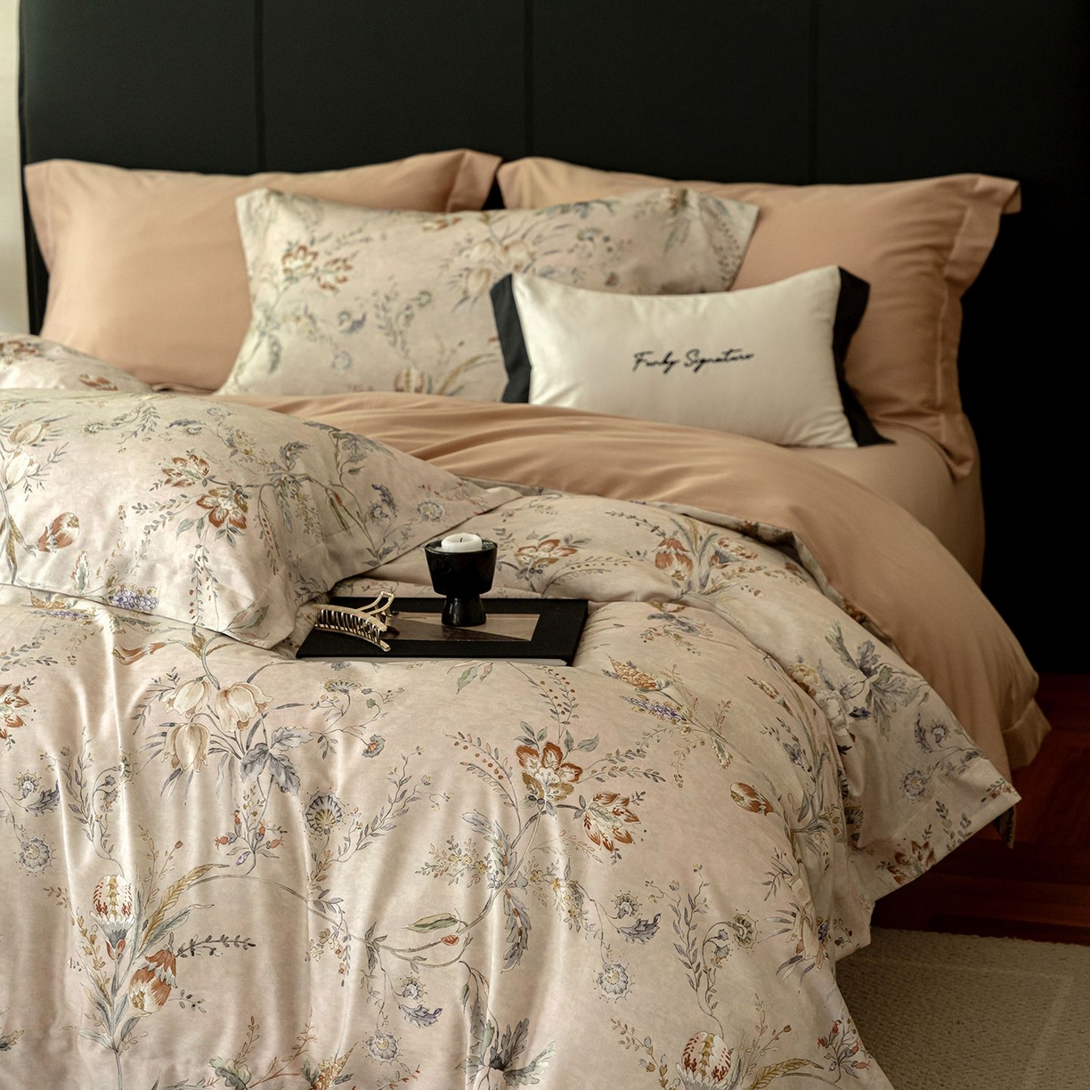 91家纺网 家纺一手货源 找家纺 （总）黛舒家居 2025新款天丝棉磨毛花卉四件套