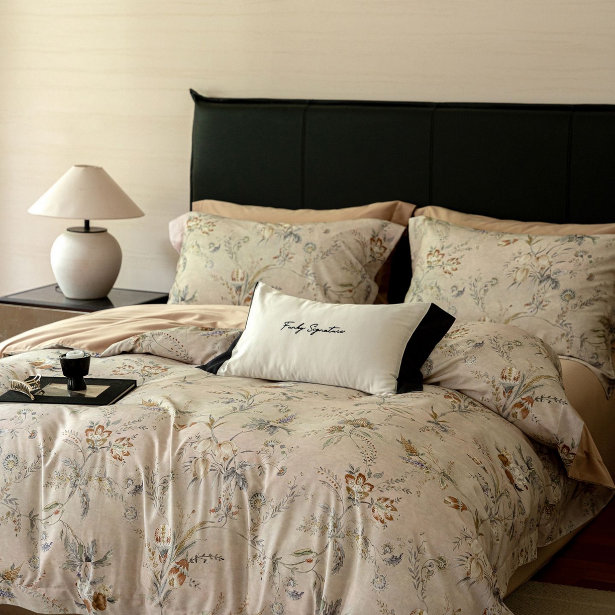 91家纺网 家纺一手货源 找家纺 黛舒家居 2025新款天丝棉磨毛花卉四件套 春浔