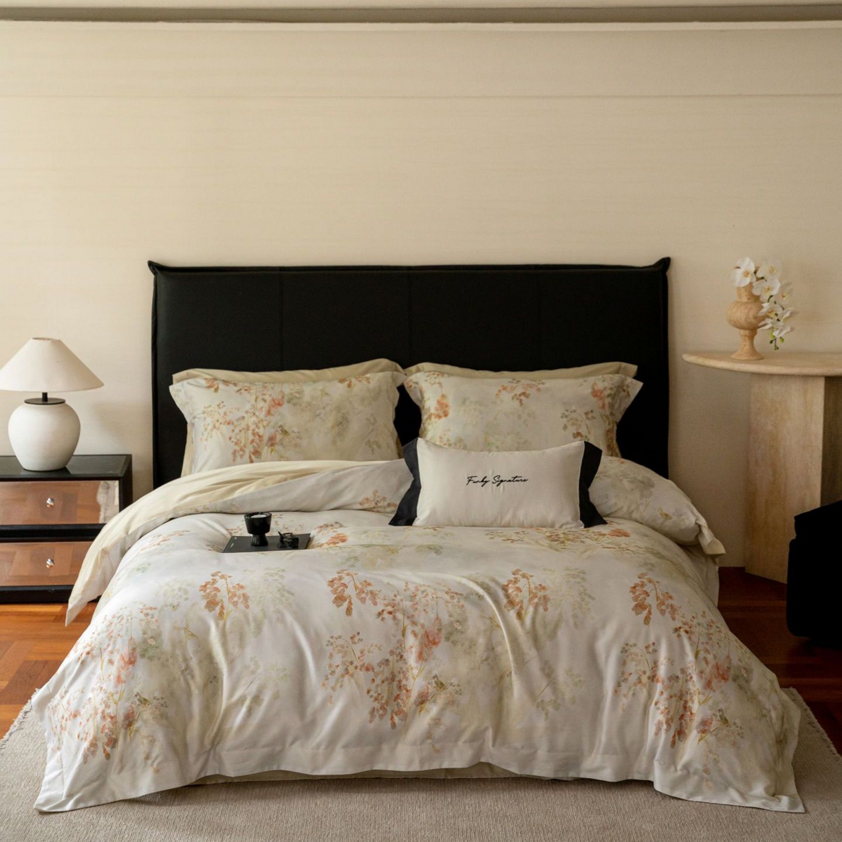 黛舒家居 2025新款天丝棉磨毛花卉四件套 椿莳