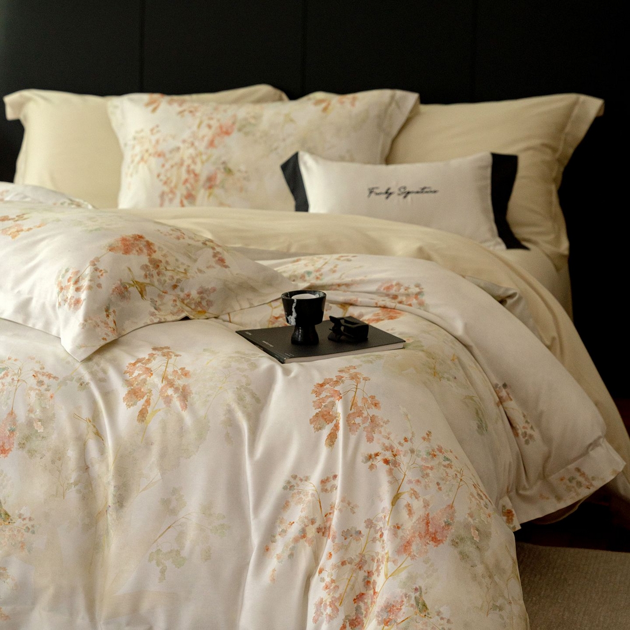 91家纺网 家纺一手货源 找家纺 黛舒家居 2025新款天丝棉磨毛花卉四件套 椿莳