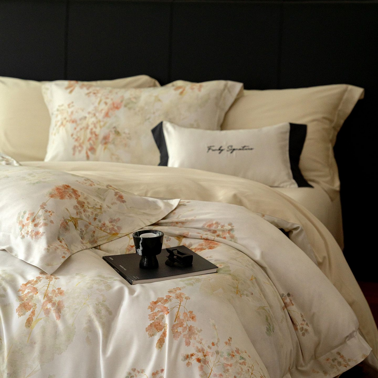 91家纺网 家纺一手货源 找家纺 黛舒家居 2025新款天丝棉磨毛花卉四件套 椿莳