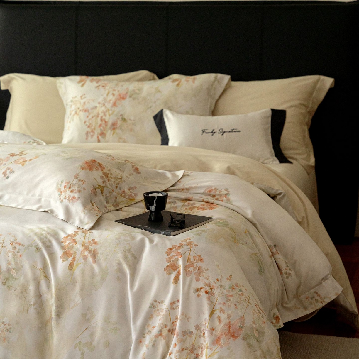 91家纺网 家纺一手货源 找家纺 黛舒家居 2025新款天丝棉磨毛花卉四件套 椿莳