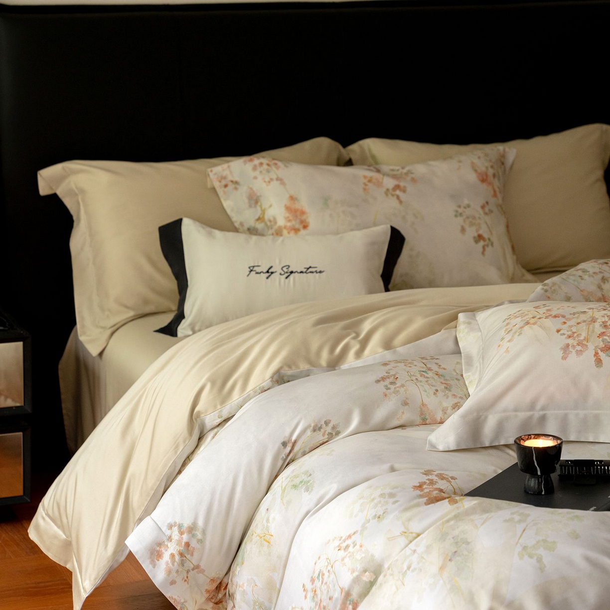 91家纺网 家纺一手货源 找家纺 黛舒家居 2025新款天丝棉磨毛花卉四件套 椿莳