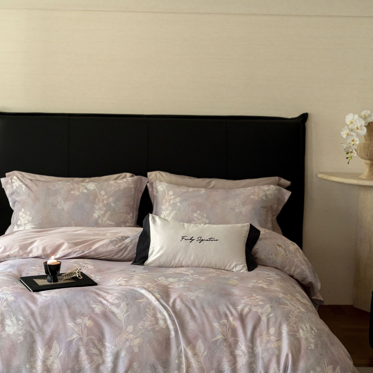 91家纺网 家纺一手货源 找家纺 黛舒家居 2025新款天丝棉磨毛花卉四件套 蝶恋花