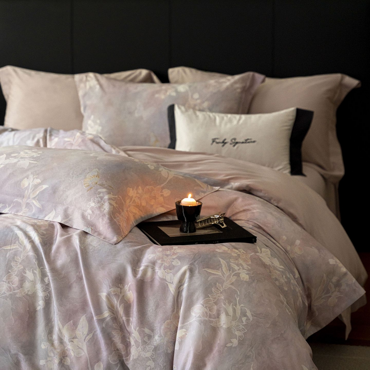 91家纺网 家纺一手货源 找家纺 黛舒家居 2025新款天丝棉磨毛花卉四件套 蝶恋花