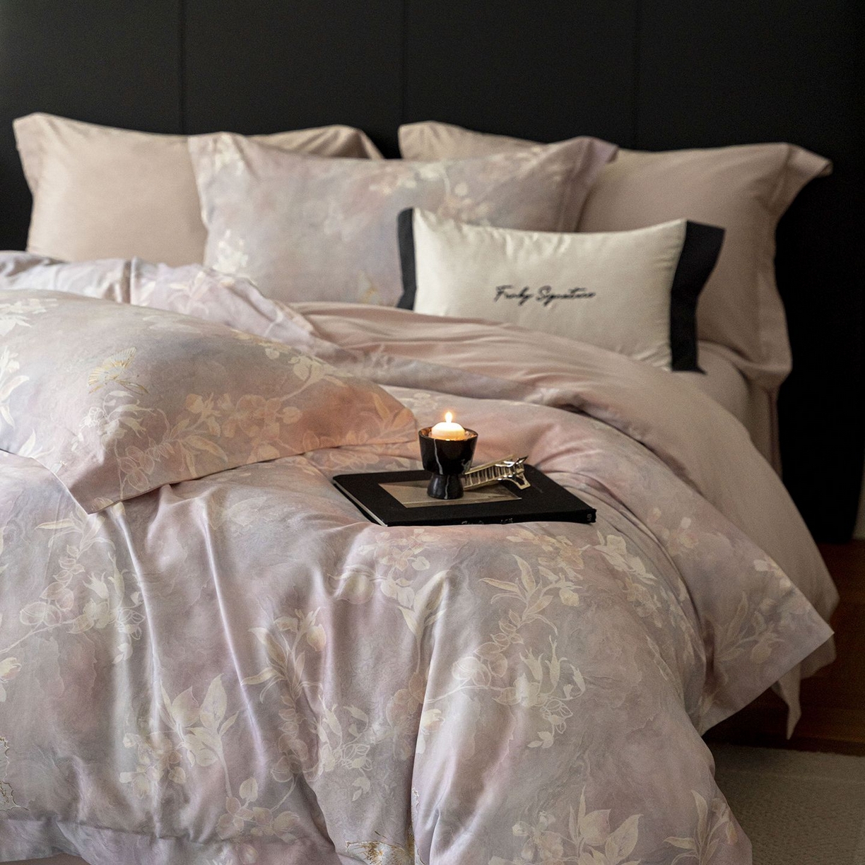 91家纺网 家纺一手货源 找家纺 黛舒家居 2025新款天丝棉磨毛花卉四件套 蝶恋花