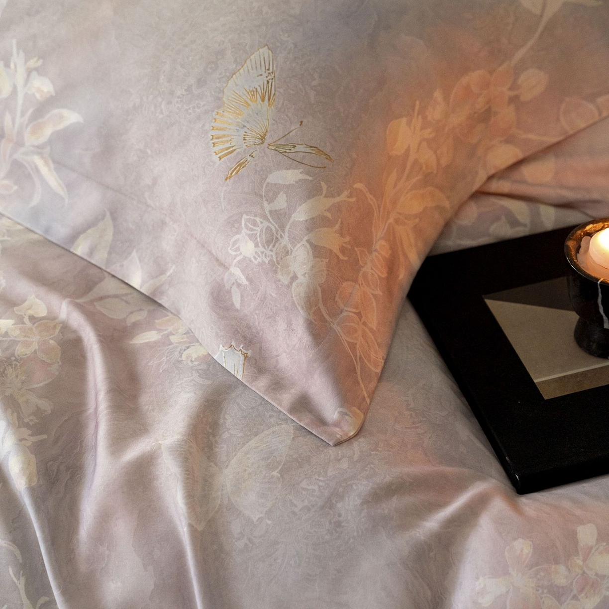 91家纺网 家纺一手货源 找家纺 黛舒家居 2025新款天丝棉磨毛花卉四件套 蝶恋花