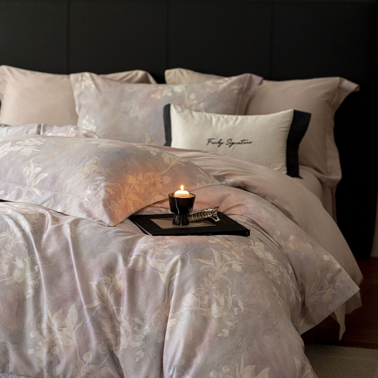 91家纺网 家纺一手货源 找家纺 黛舒家居 2025新款天丝棉磨毛花卉四件套 蝶恋花