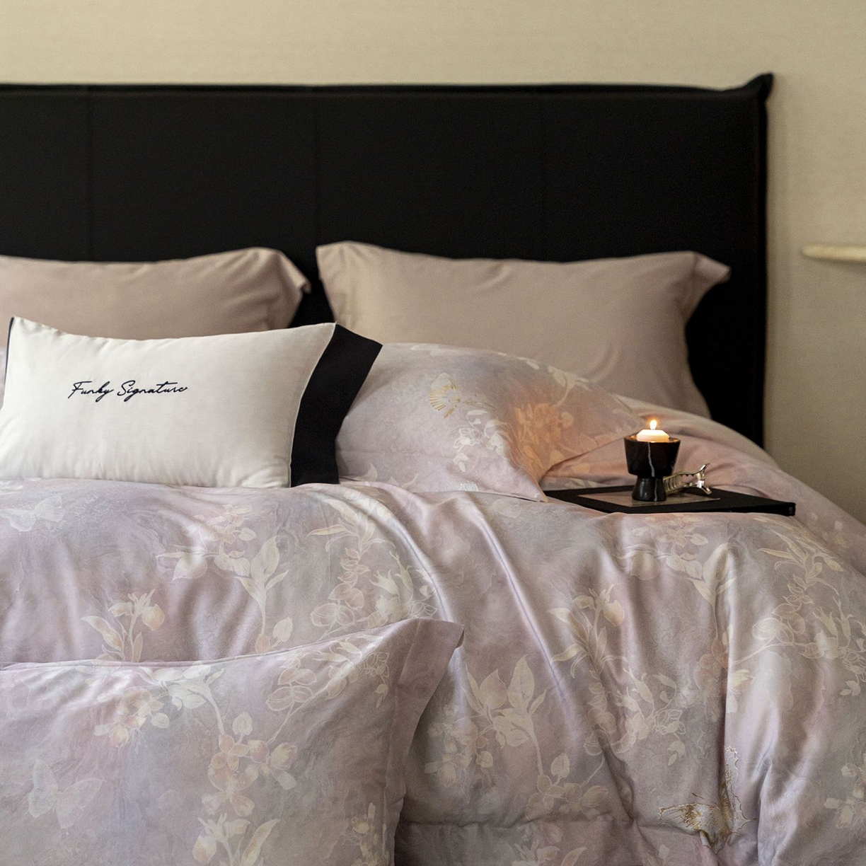 91家纺网 家纺一手货源 找家纺 黛舒家居 2025新款天丝棉磨毛花卉四件套 蝶恋花