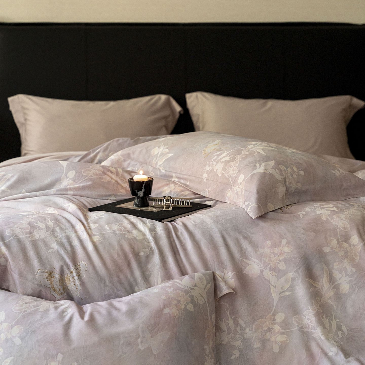 91家纺网 家纺一手货源 找家纺 黛舒家居 2025新款天丝棉磨毛花卉四件套 蝶恋花