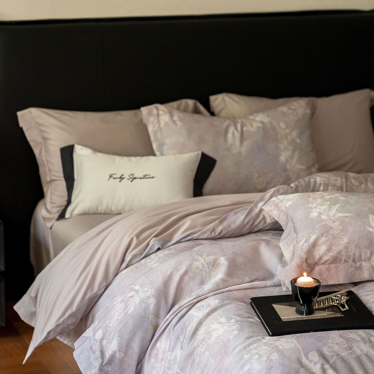 91家纺网 家纺一手货源 找家纺 黛舒家居 2025新款天丝棉磨毛花卉四件套 蝶恋花