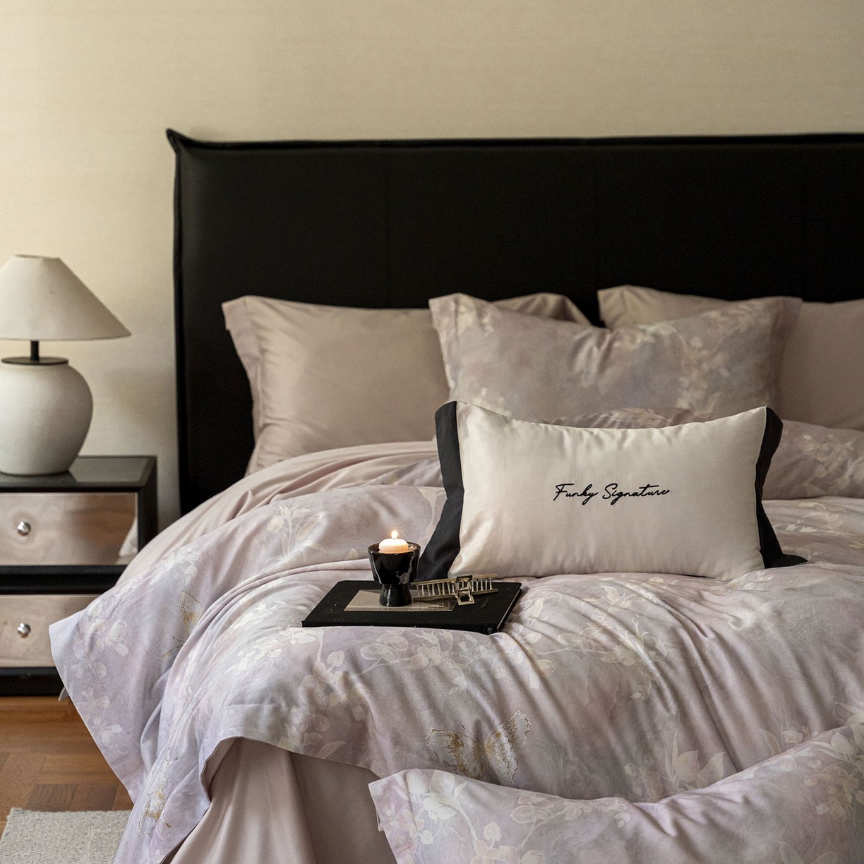 91家纺网 家纺一手货源 找家纺 黛舒家居 2025新款天丝棉磨毛花卉四件套 蝶恋花