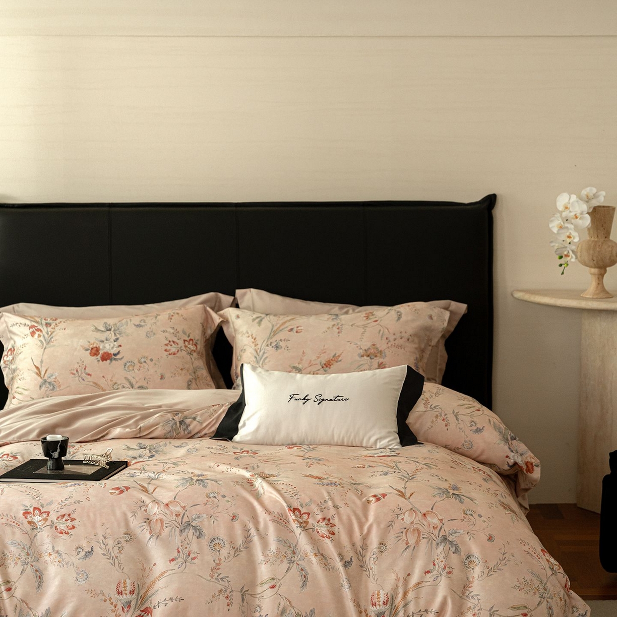 91家纺网 家纺一手货源 找家纺 黛舒家居 2025新款天丝棉磨毛花卉四件套 繁花佩影