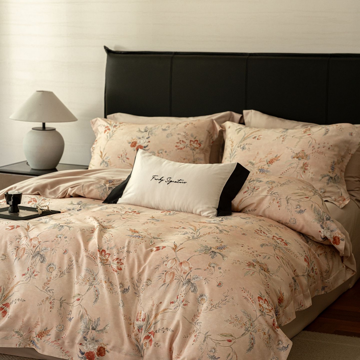 91家纺网 家纺一手货源 找家纺 黛舒家居 2025新款天丝棉磨毛花卉四件套 繁花佩影