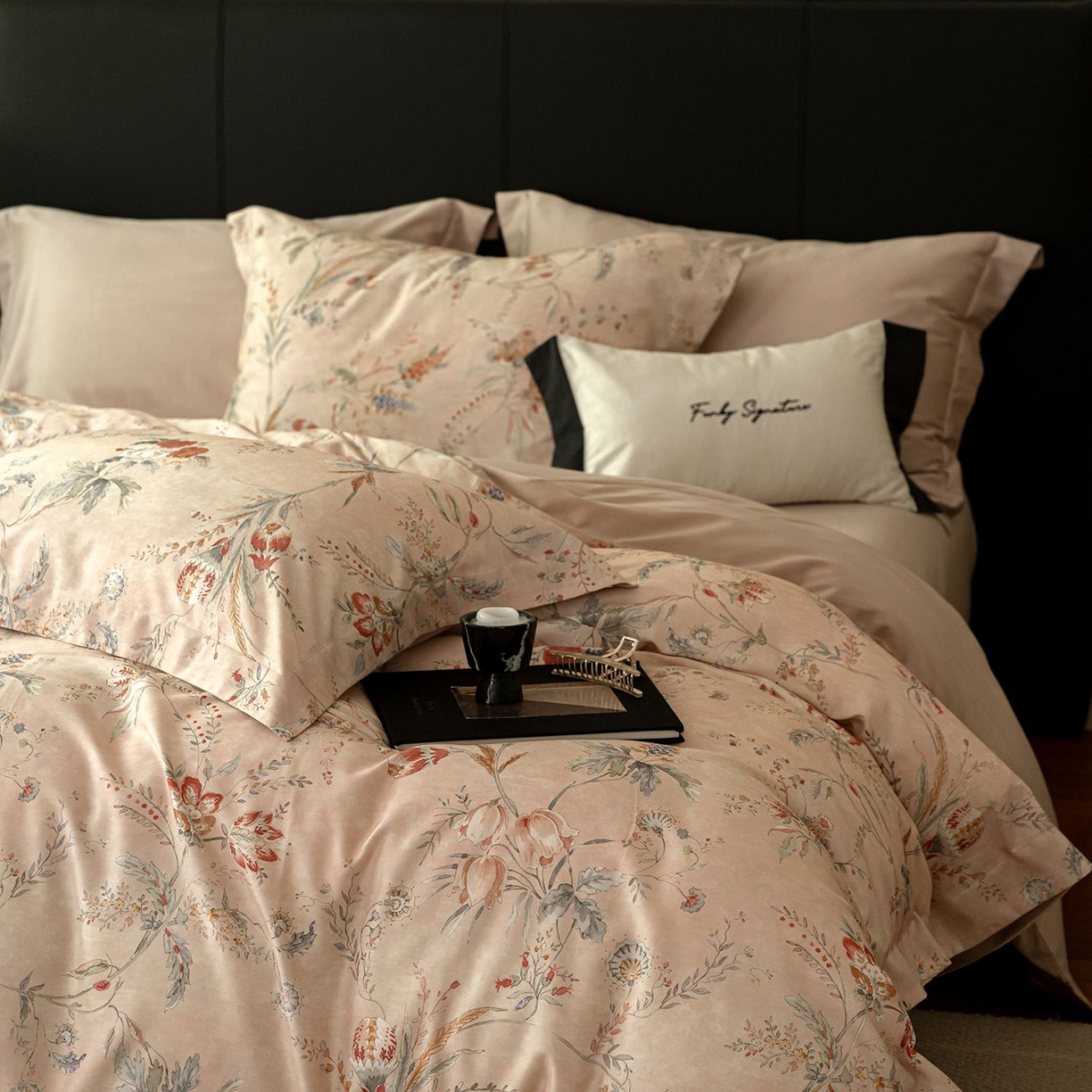 91家纺网 家纺一手货源 找家纺 黛舒家居 2025新款天丝棉磨毛花卉四件套 繁花佩影